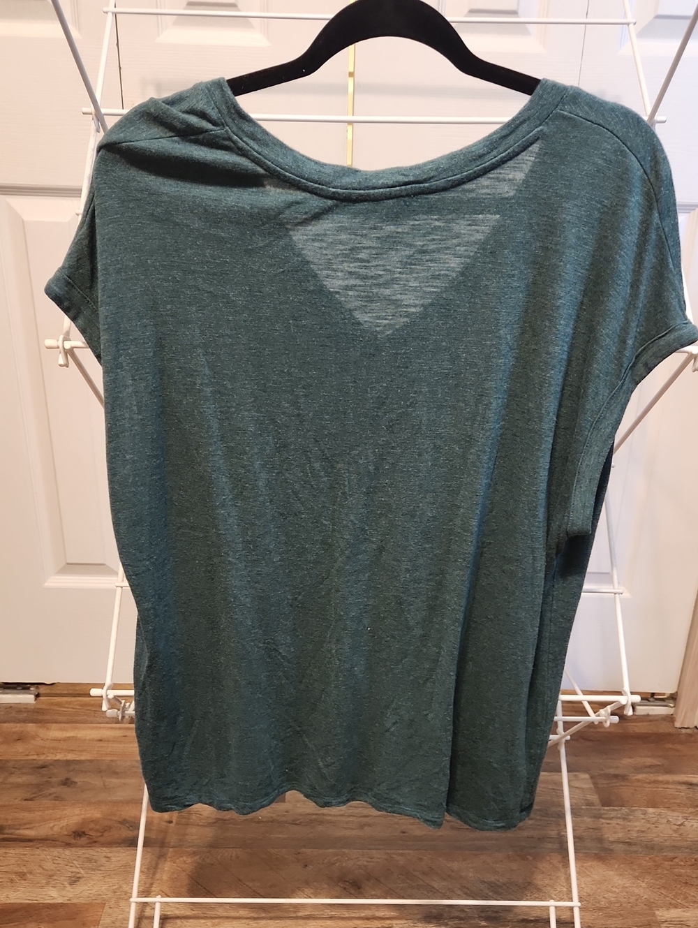 V-Neck Short Sleeve Women's Top — Teal - Picture 3 of 3